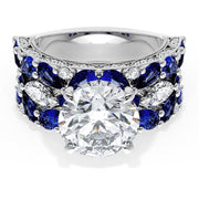 Round Solitaire Engagement Ring w/ Marquise & Pear Band