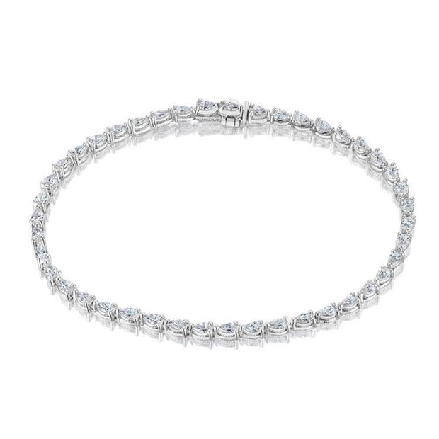 Pear Diamond Tennis Bracelet in 18k White Gold