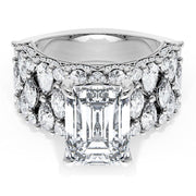 Emerald Solitaire Engagement Ring w/ North South Marquise & Pear Band
