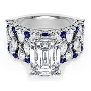 Emerald Solitaire Engagement Ring w/ North South Marquise & Pear Band