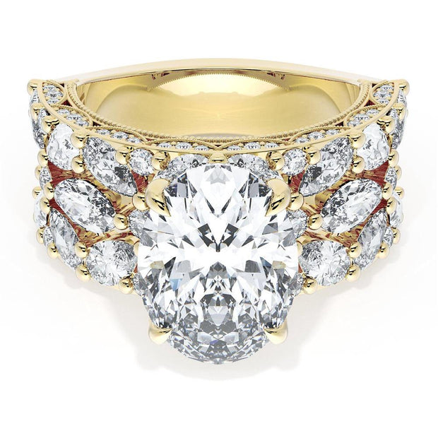 Oval Solitaire Engagement Ring w/ Marquise & Pear Band