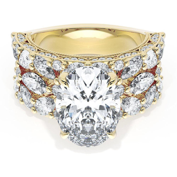 Oval Solitaire Engagement Ring w/ Marquise & Pear Band