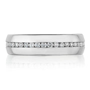 Channel Set Diamond in High Polish Finish Wedding Band