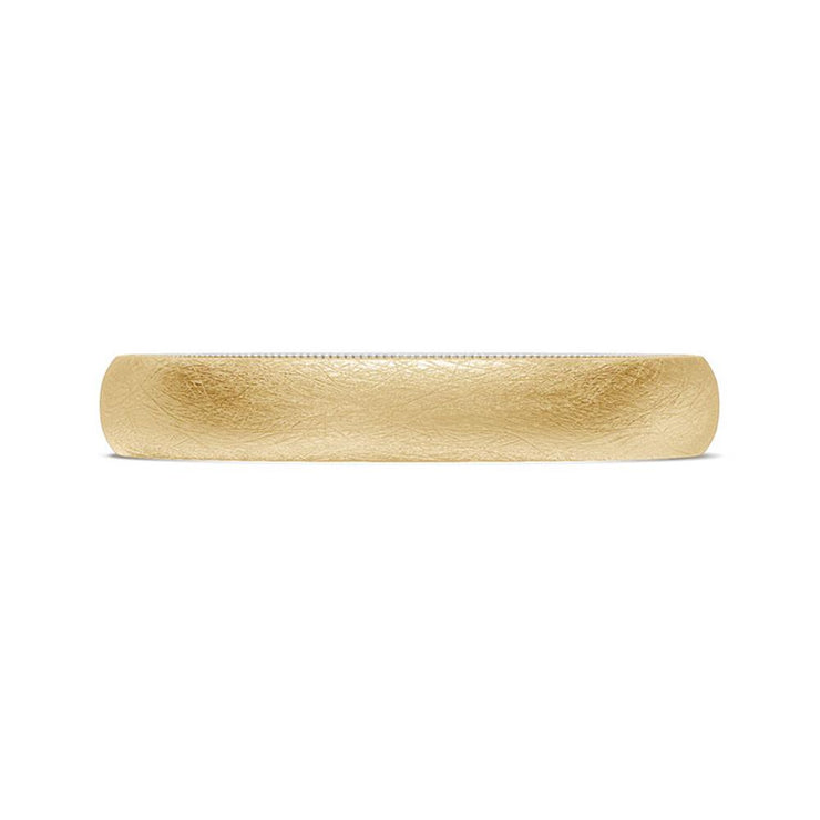 Classic Two-Tone Rounded Wedding Band in Brushed Finish