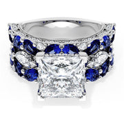 Princess Solitaire Engagement Ring w/ Marquise & Pear Band