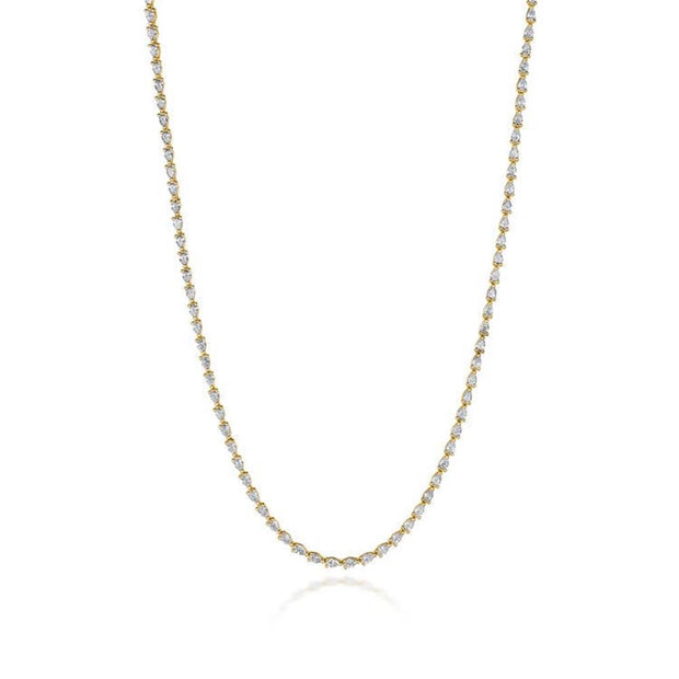 Pear Diamond Tennis Necklace in 18k Yellow Gold