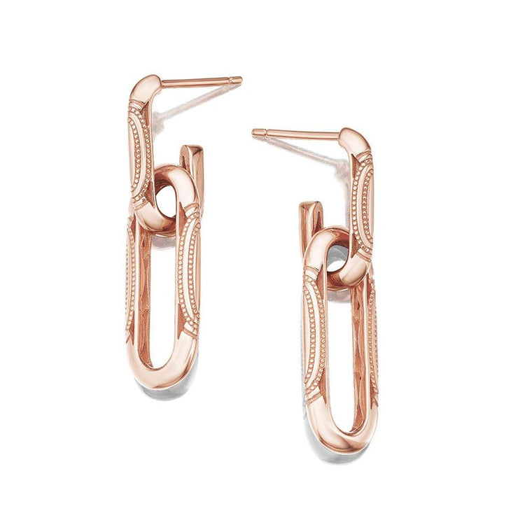 Double Link Earrings, Milgrain