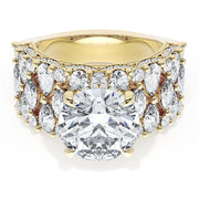 Round Solitaire Engagement Ring w/ North South Marquise & Pear Band