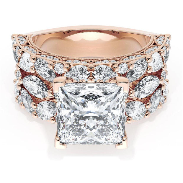 Princess Solitaire Engagement Ring w/ Marquise & Pear Band