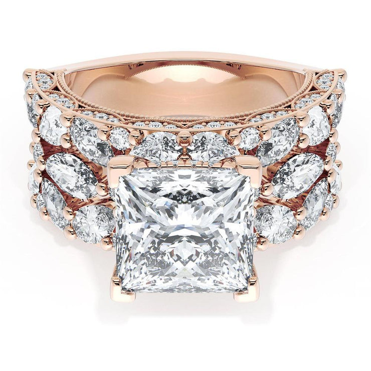 Princess Solitaire Engagement Ring w/ Marquise & Pear Band