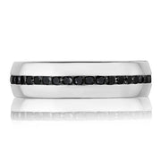 Channel Set Black Diamond in High Polish Finish Wedding Band