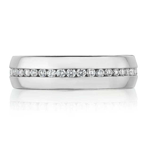 Channel Set Diamond in High Polish Finish Wedding Band