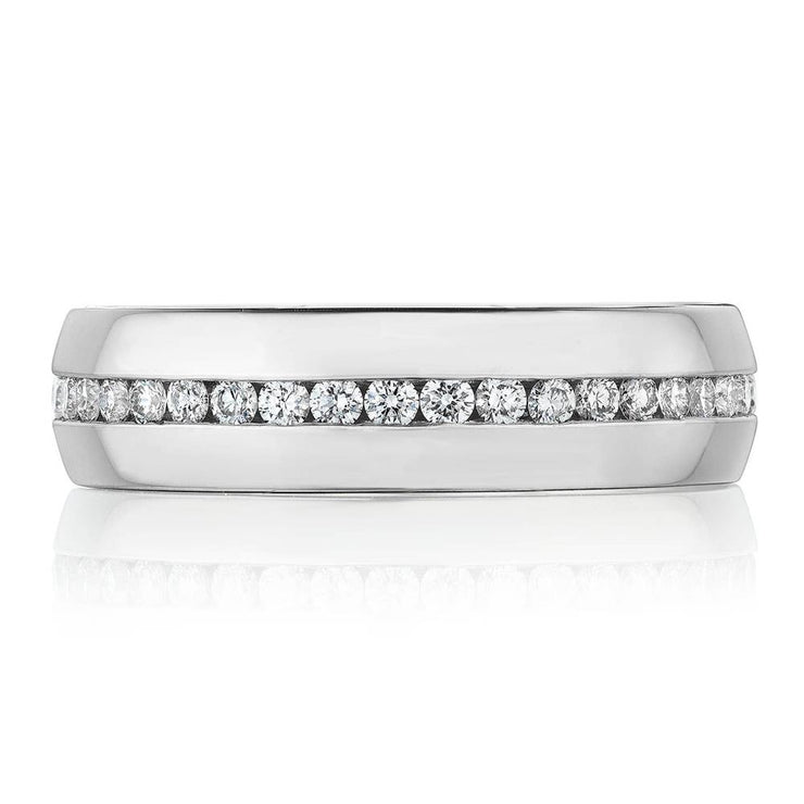 Channel Set Diamond in High Polish Finish Wedding Band