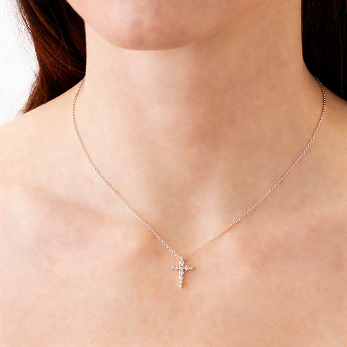 Shared Prong Diamond Cross Pendant .40ctw approx.