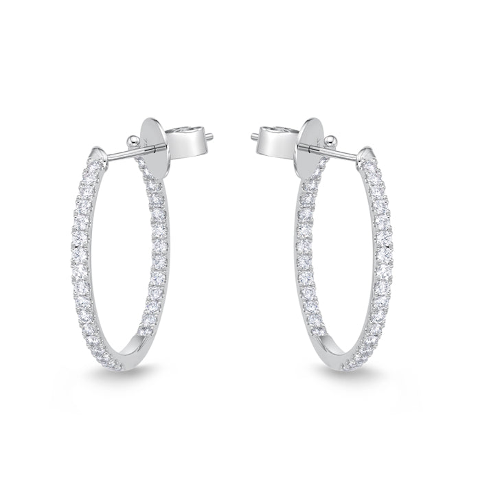 Round Shared Prong Diamond Hoops 1ctw approx.