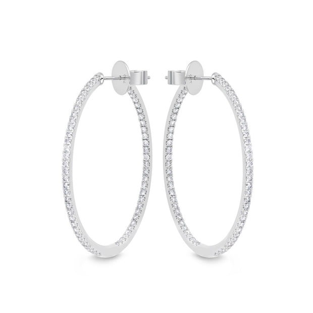 Round Shared Prong Diamond Hoops 2ctw approx.