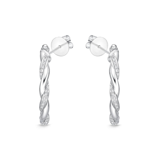 Rope Hoops, alternating pave, 24X24MM