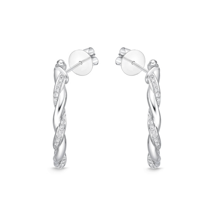 Rope Hoops, alternating pave, 24X24MM