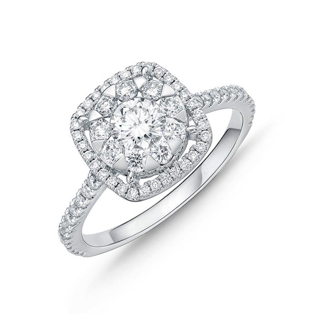 Bouquet Cushion Halo Engagement Ring .98ctw approx. (.40 cen