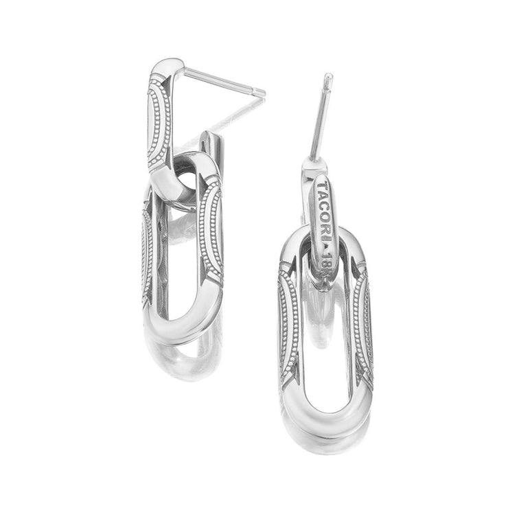 Double Link Earrings, Milgrain