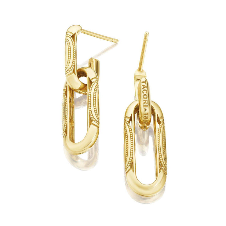 Double Link Earrings, Milgrain