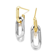 Double Link Earrings, Milgrain Two-Tone