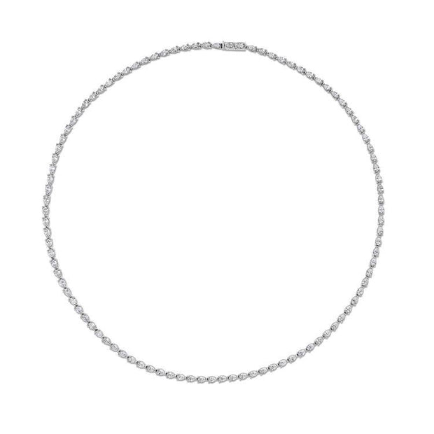 Pear Diamond Tennis Necklace in 18k White Gold