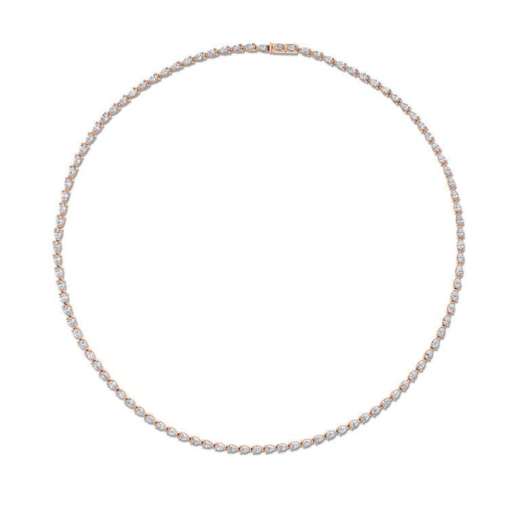 Pear Diamond Tennis Necklace in 18k Rose Gold