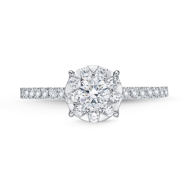 Bouquet Solitaire Engagement Ring with Diamond Shank .72ctw