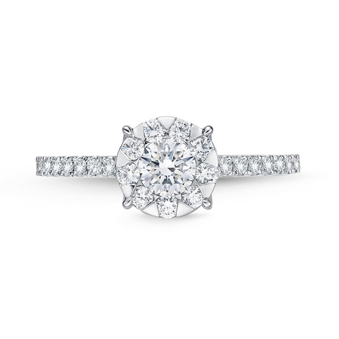 Bouquet Solitaire Engagement Ring with Diamond Shank .72ctw