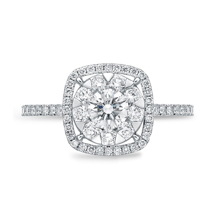 Bouquet Cushion Halo Engagement Ring .61ctw (.20 center)