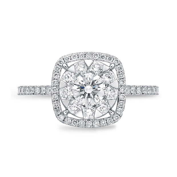 Bouquet Cushion Halo Engagement Ring .78ctw (.30 center)