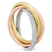 Pavé 3 Row Rolling Ring .91ctw approx. 2.5mm