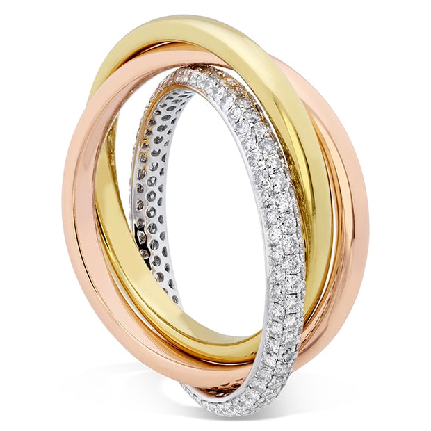 Pavé 3 Row Rolling Ring .91ctw approx. 2.5mm