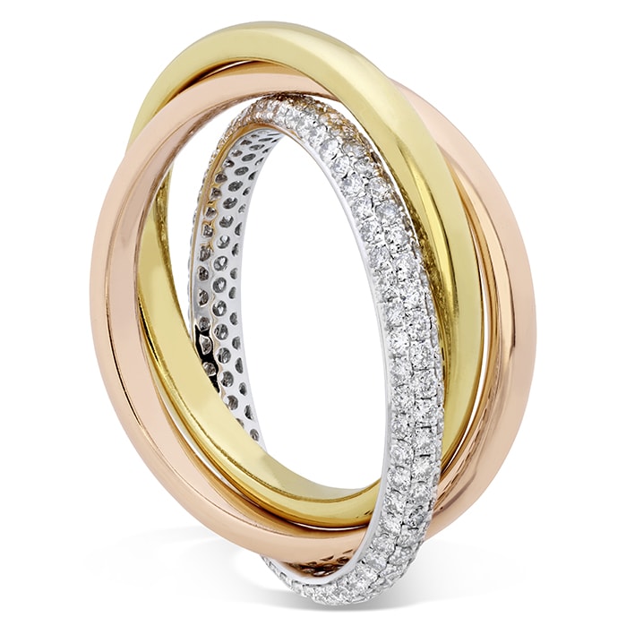 Pavé 3 Row Rolling Ring .91ctw approx. 2.5mm