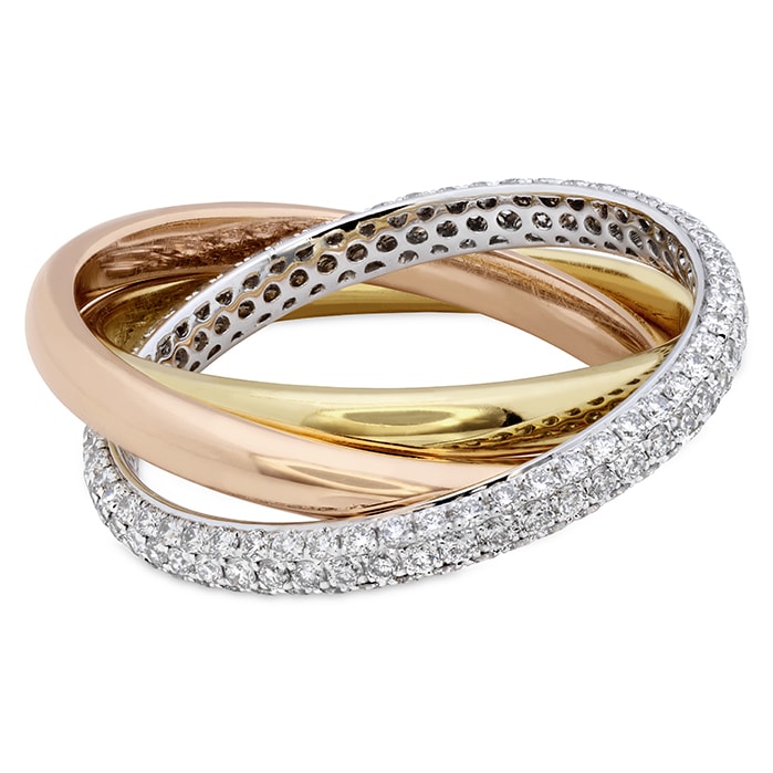 Pavé 3 Row Rolling Ring .91ctw approx. 2.5mm