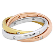 Burnished 3 Row Rolling Ring .33ctw approx. 2.5mm