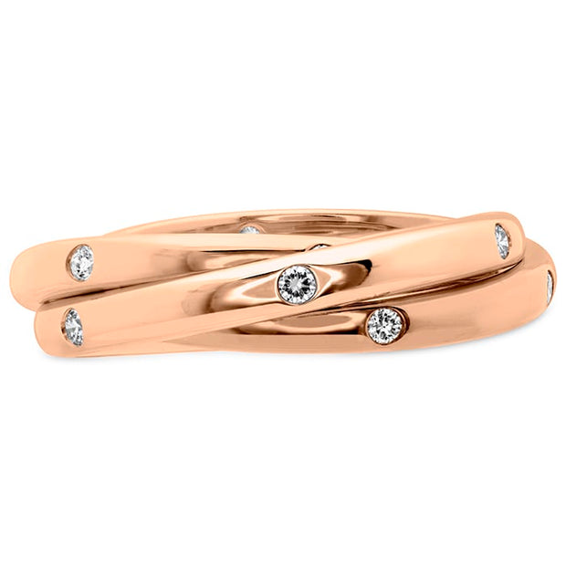 Burnished 3 Row Rolling Ring .33ctw approx. 2.5mm