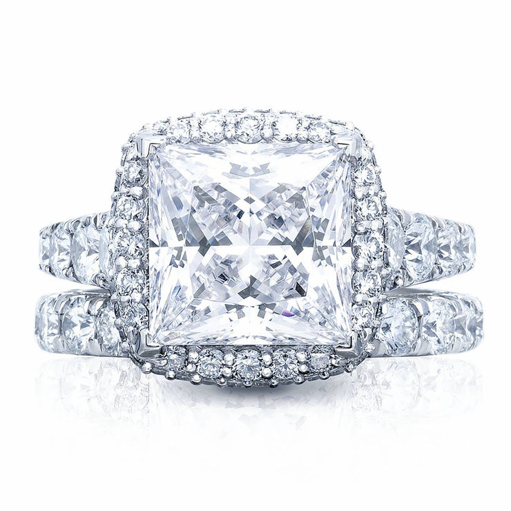 Princess with Cushion Bloom Engagement Ring