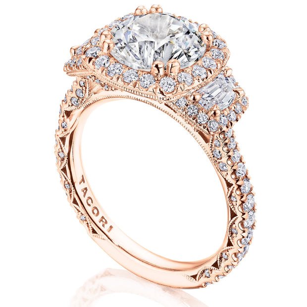 Round 3-Stone Engagement Ring