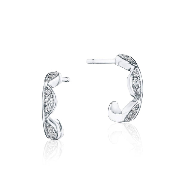 Closed Crescent Diamond Huggie Earrings