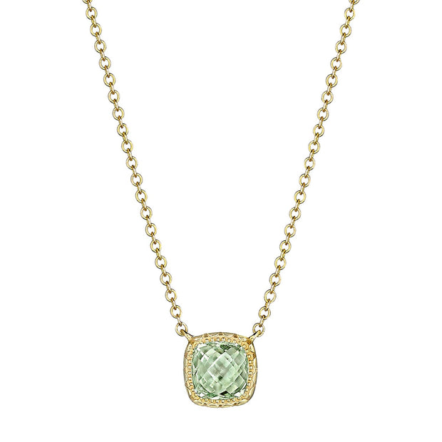 Petite Cushion Gem Necklace with Prasiolite