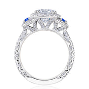 Round with Cushion 3-Stone Engagement Ring