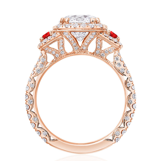 Round with Cushion 3-Stone Engagement Ring