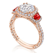 Round with Cushion 3-Stone Engagement Ring
