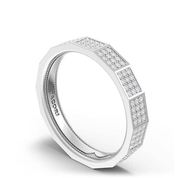 Diamond Faceted - Full Coverage Wedding Band in High Polish  - 4mm