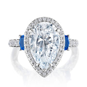 Pear 3-Stone Engagement Ring with Blue Sapphire